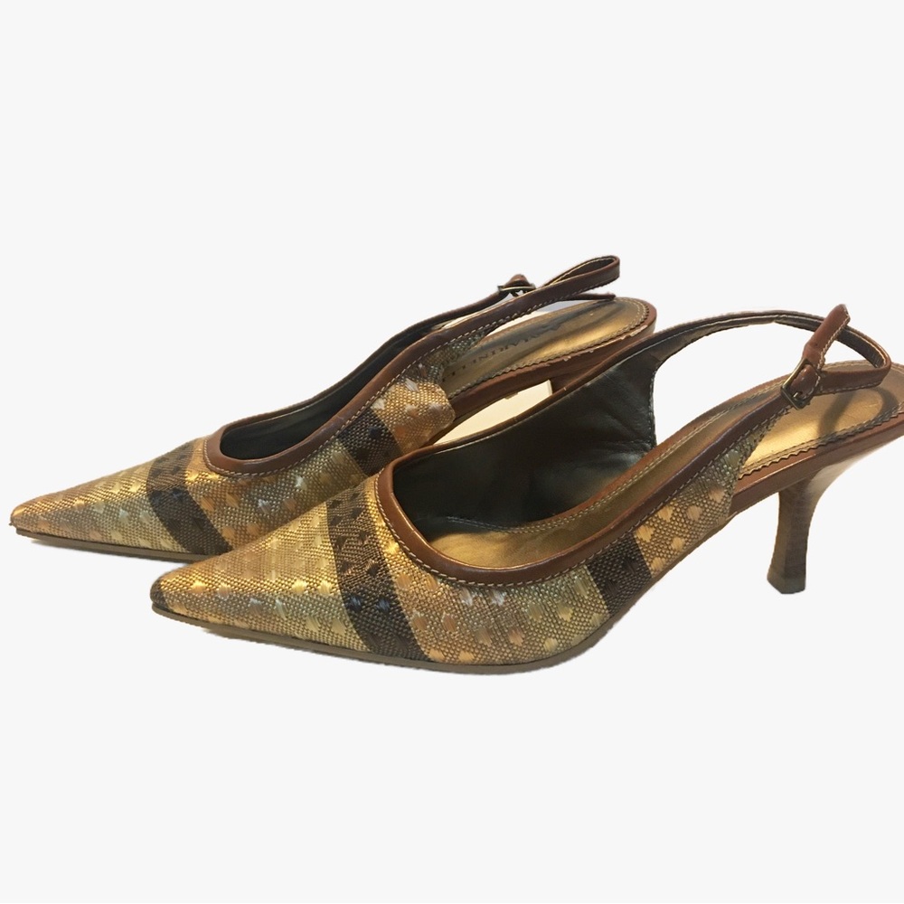 A. Marinelli Sling Back Woven Metallic Pointed Toe Heels Women’s 7.5